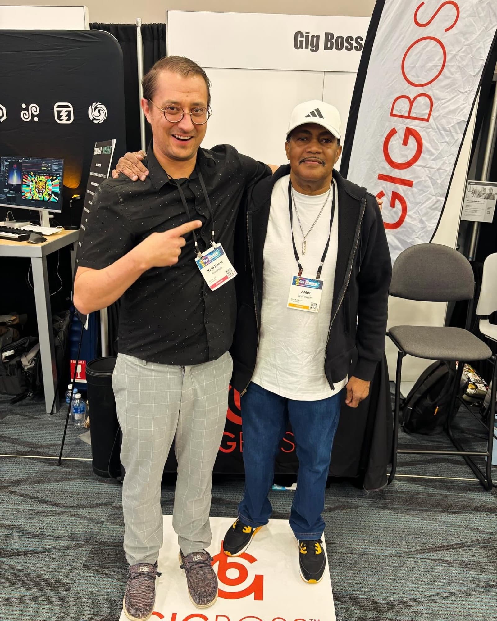 Reid Poole at a GigBoss convention booth