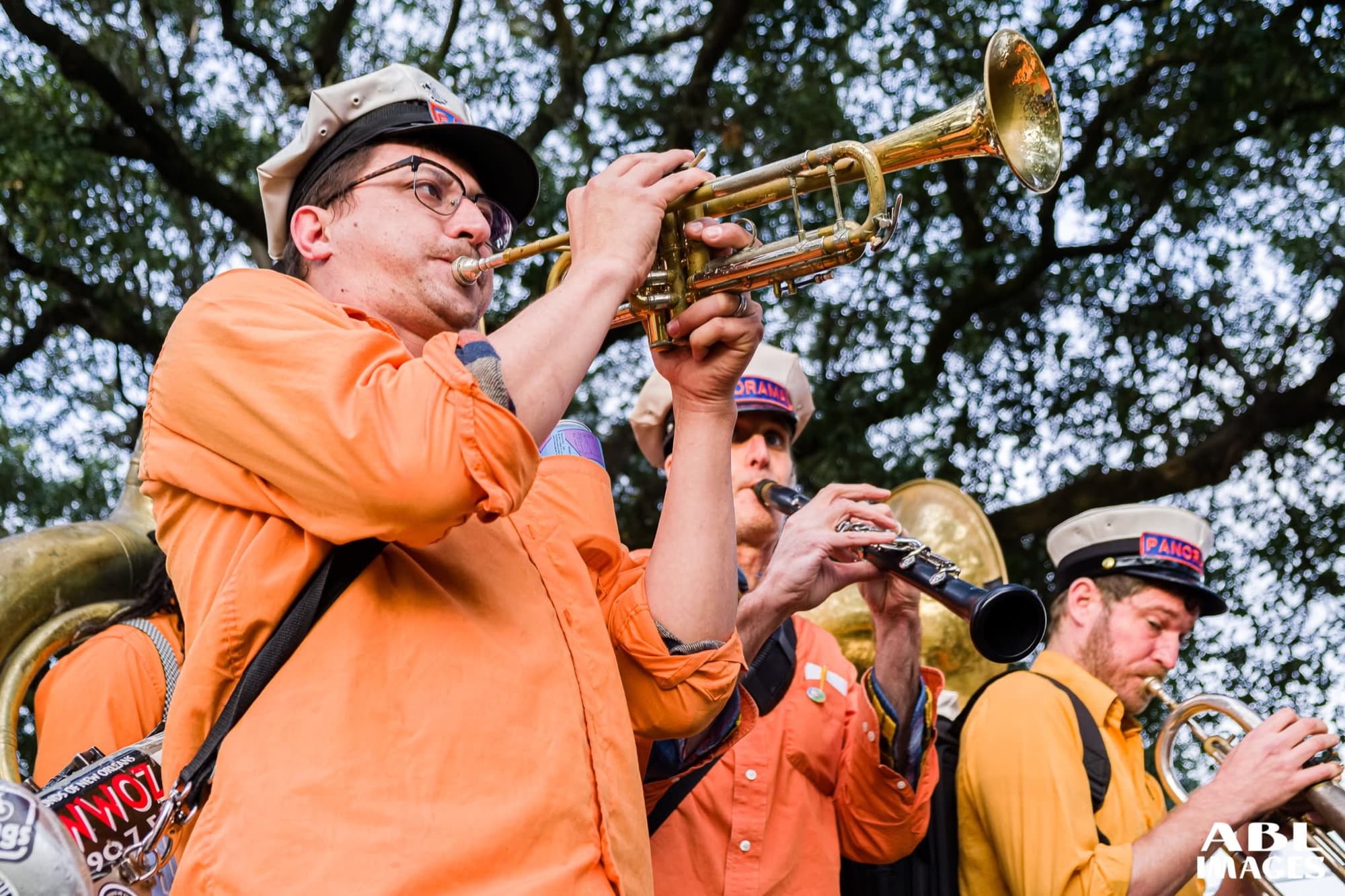 Reid Poole performing trumpet with the Panorama Brass Band